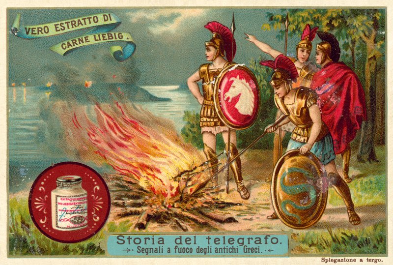 Ancient Greeks signalling by fire by European School