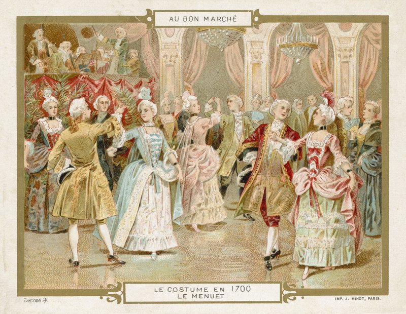 Costume in 1700: dancing the minuet by European School