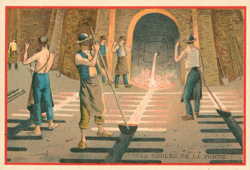 Casting molten iron by French School