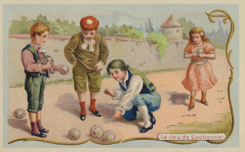 Game of boules or petanque by French School