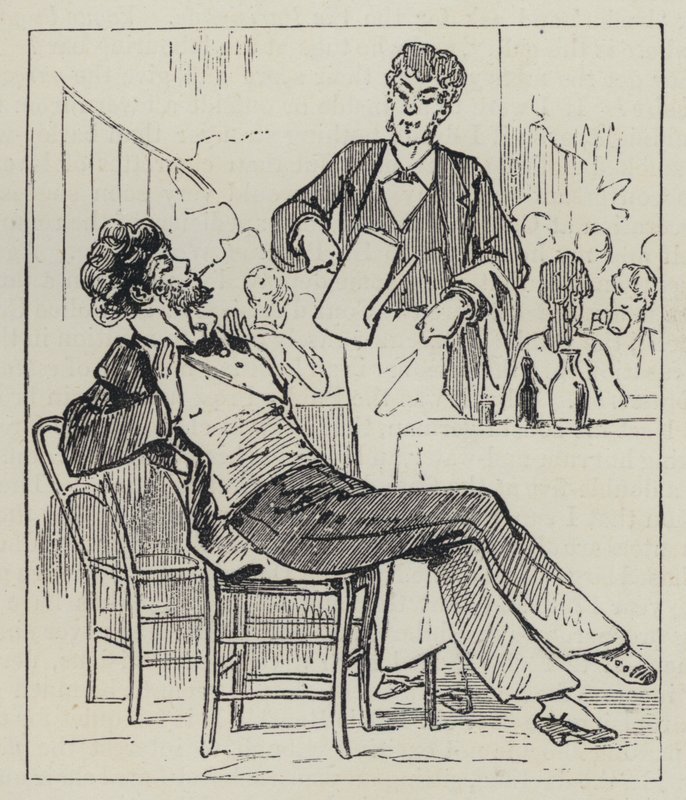 Smoking in a cafe by French School