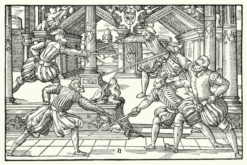 Fencing Scene by German School