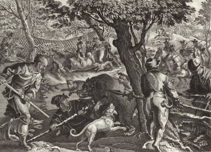 Hunting bears by German School