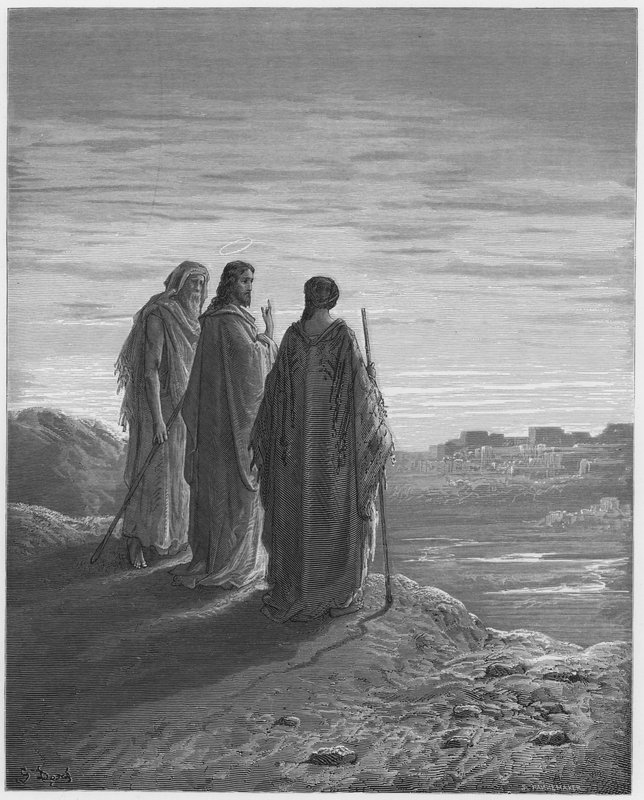 Jesus and the Disciples Going to Emmaus by Gustave Dore