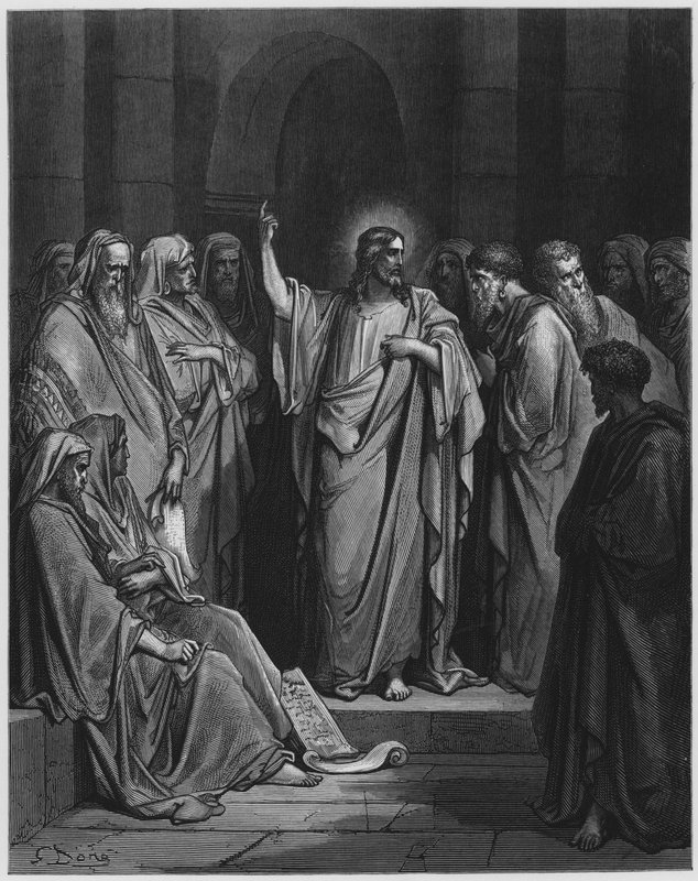 Jesus preaching in the synagogue by Gustave Dore