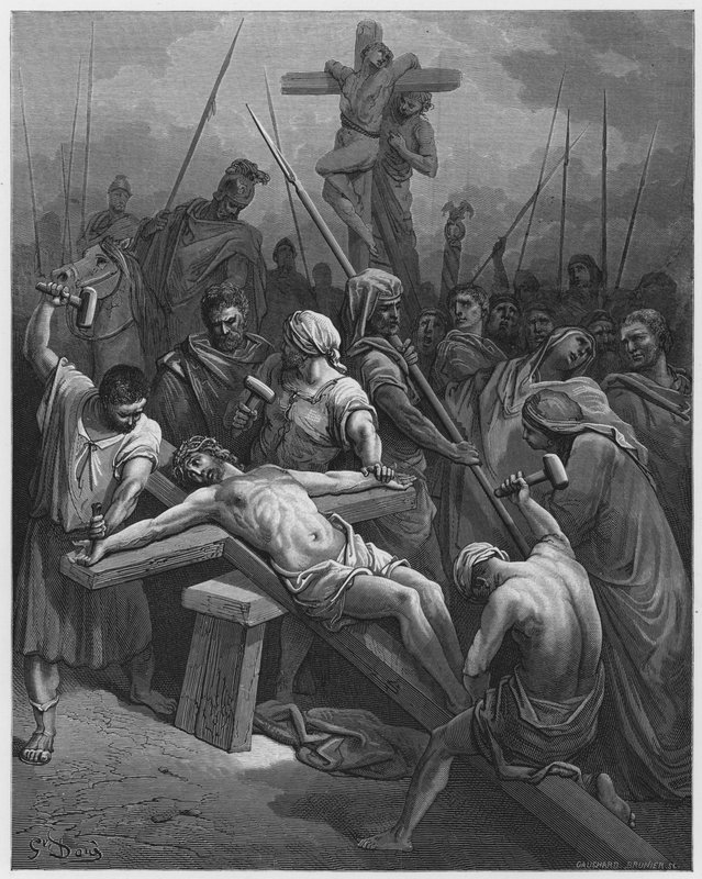 Nailing Christ to the Cross by Gustave Dore