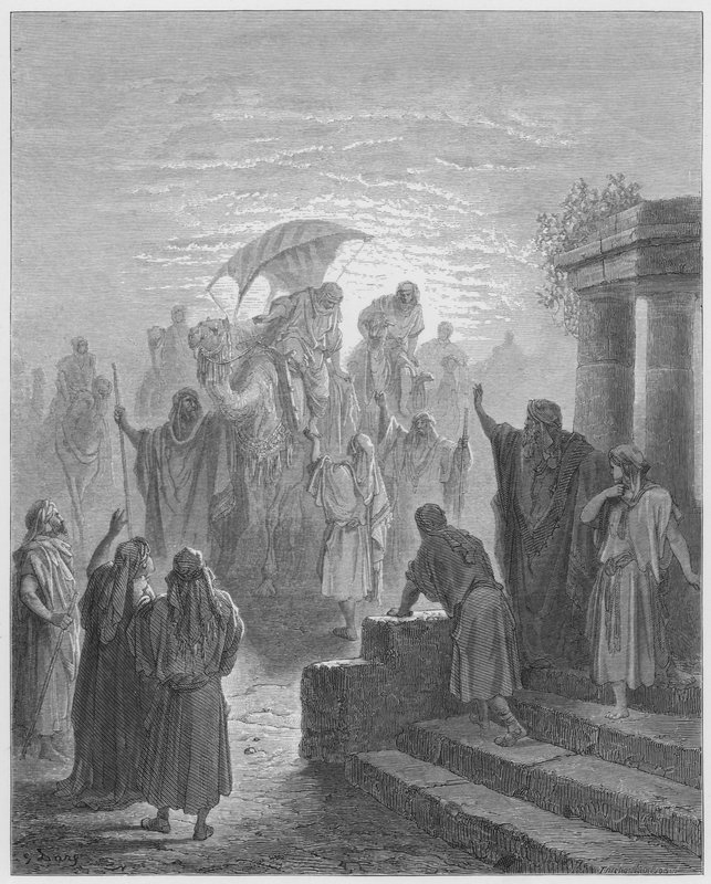 The meeting of Isaac and Rebekah by Gustave Dore