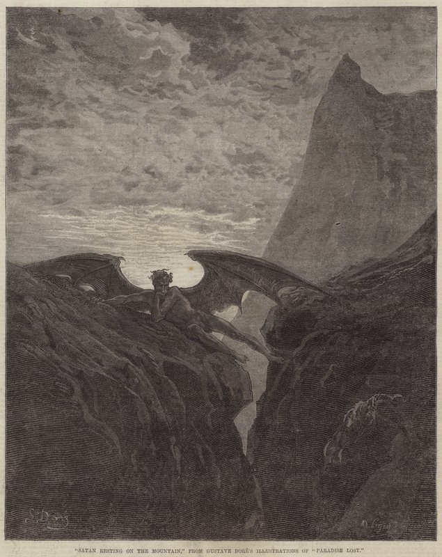 Satan resting on the Mountain by Gustave Dore