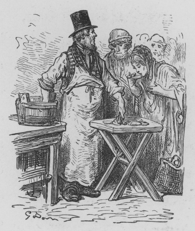 Oyster Merchant by Gustave after Dore