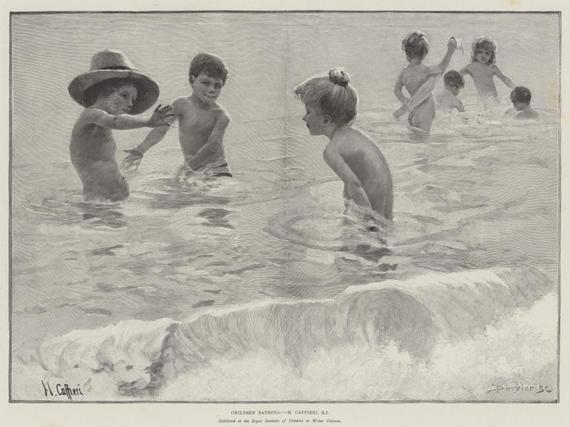 Children Bathing by Hector Caffieri