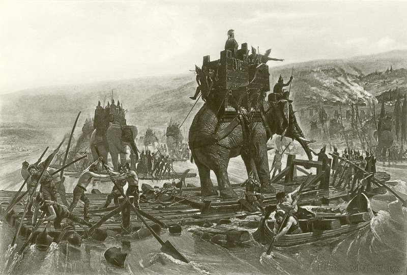 Hannibal Crossing the Rhone by Henri Paul Motte