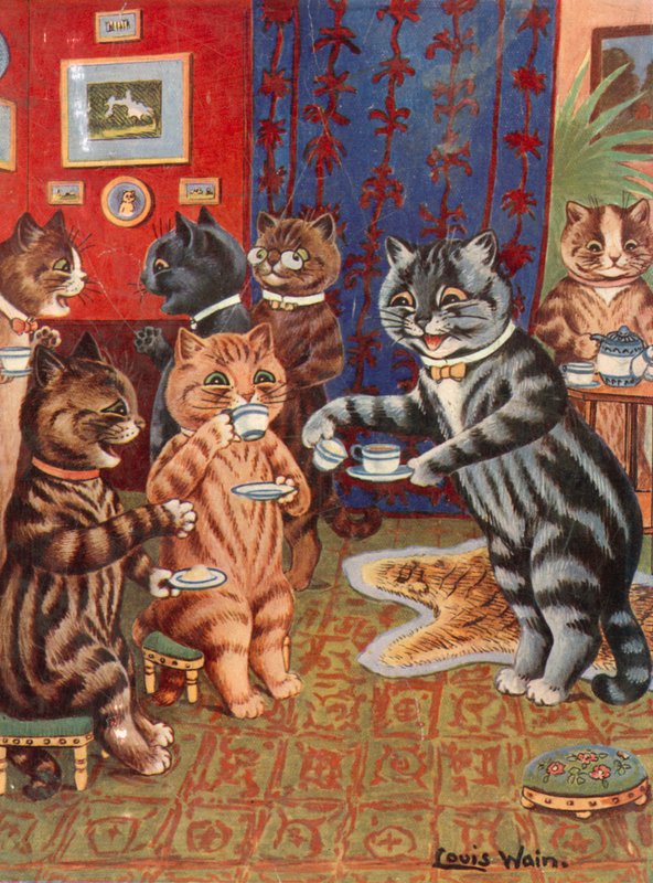 Taking tea by Louis Wain