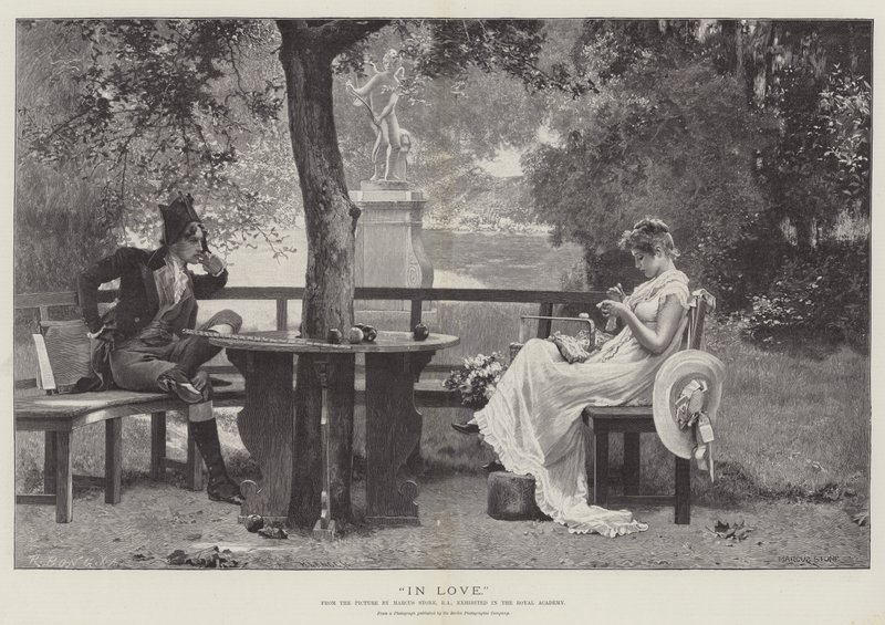 In Love, exhibited in the Royal Academy by Marcus Stone