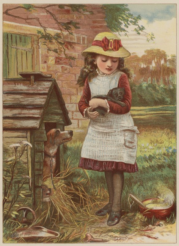 Girl with puppy by Mary Ellen Edwards