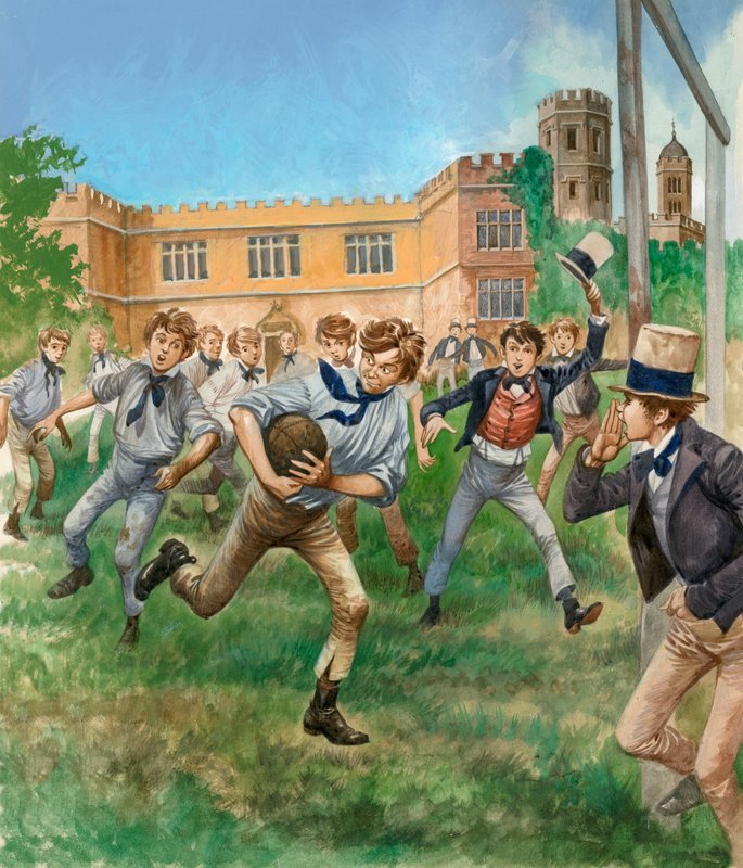 Boys Playing Rugby by Peter Jackson