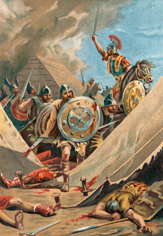Viriathus in battle by Spanish School