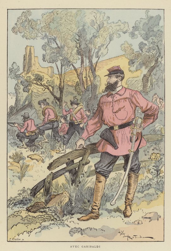 With Garibaldi by after Albert Robida